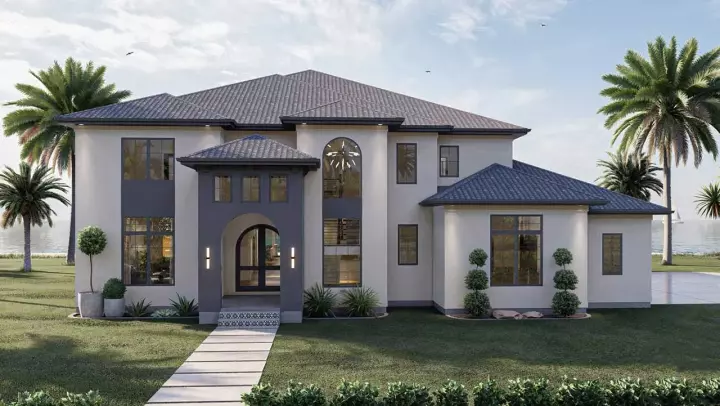 Mediterranean house plans 52-605 - front exterior, 4,598 sq ft, 4 bed, 4 bath house plans | Monster House Plans