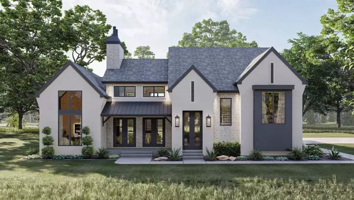 Modern house plans 52-614 - front exterior, 3,422 sq ft, 4 bed, 3 bath house plans | Monster House Plans