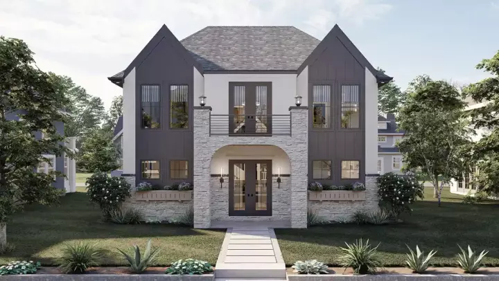 European house plans 52-618 - front exterior, 1,754 sq ft, 3 bed, 2 bath house plans | Monster House Plans
