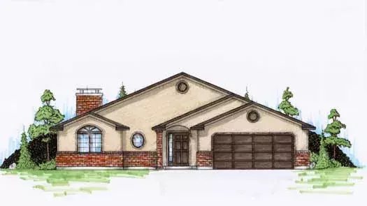 Traditional house plans 53-102 - front exterior, 1,362 sq ft, 3 bed, 2 bath house plans | Monster House Plans