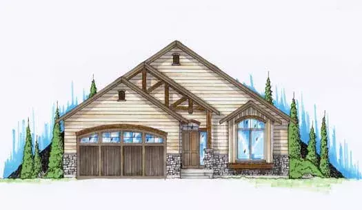 Mountain Rustic house plans 53-105 - front exterior, 1,454 sq ft, 2 bed, 2 bath house plans | Monster House Plans
