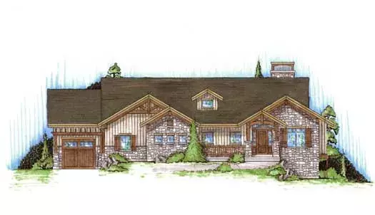Mountain Rustic house plans 53-114 - front exterior, 1,761 sq ft, 2 bed, 2 bath house plans | Monster House Plans