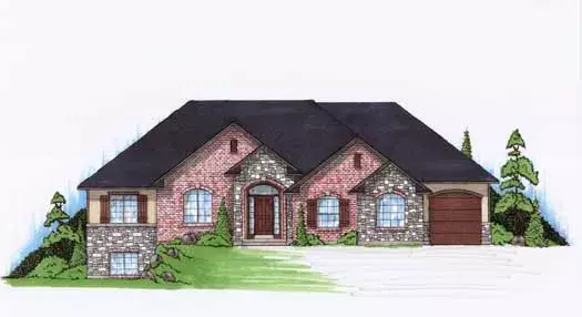 Traditional house plans 53-117 - front exterior, 1,821 sq ft, 3 bed, 2 bath house plans | Monster House Plans