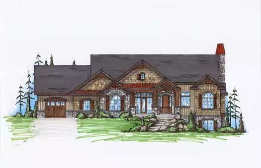 European house plans 53-123 - front exterior, 2,037 sq ft, 2 bed, 2 bath house plans | Monster House Plans
