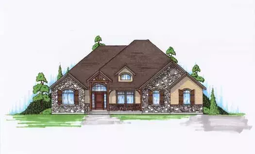 English Country house plans 53-127 - front exterior, 2,061 sq ft, 2 bed, 3 bath house plans | Monster House Plans