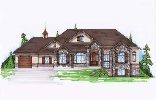 European house plans 53-130 - front exterior, 2,108 sq ft, 2 bed, 2 bath house plans | Monster House Plans