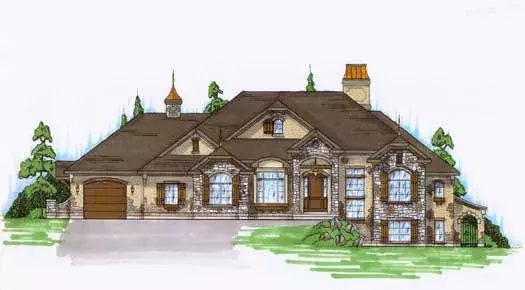 European house plans 53-149 - front exterior, 2,312 sq ft, 3 bed, 2 bath house plans | Monster House Plans