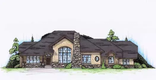 European house plans 53-155 - front exterior, 2,371 sq ft, 2 bed, 2 bath house plans | Monster House Plans