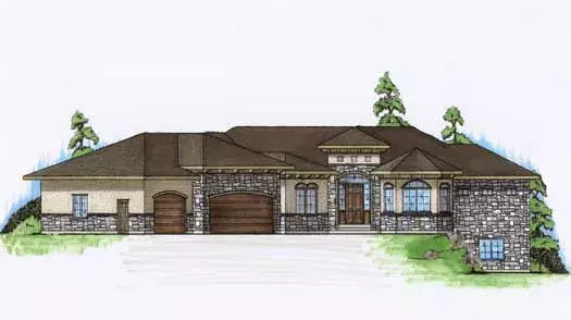 European house plans 53-159 - front exterior, 2,398 sq ft, 2 bed, 2 bath house plans | Monster House Plans