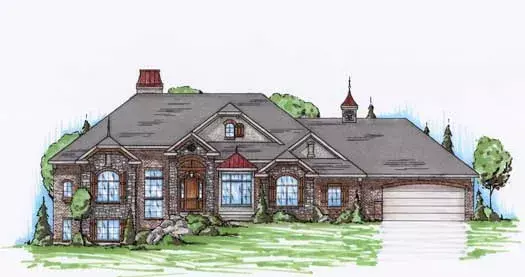 European house plans 53-171 - front exterior, 2,449 sq ft, 3 bed, 2 bath house plans | Monster House Plans