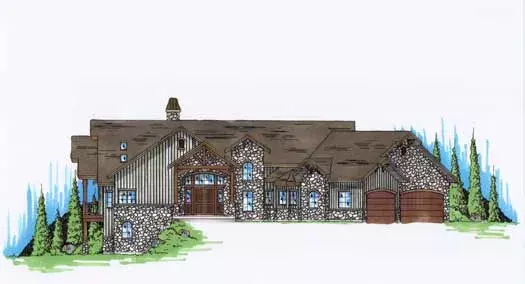 Mountain Rustic house plans 53-189 - front exterior, 2,600 sq ft, 1 bed, 1 bath house plans | Monster House Plans