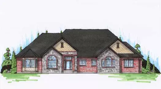 Traditional house plans 53-190 - front exterior, 2,602 sq ft, 3 bed, 2 bath house plans | Monster House Plans