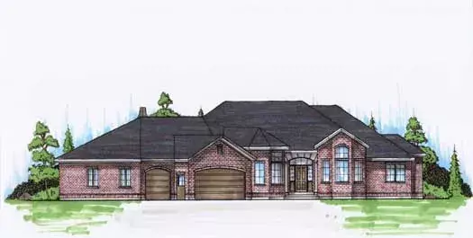 Traditional house plans 53-193 - front exterior, 2,624 sq ft, 3 bed, 2 bath house plans | Monster House Plans