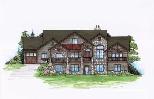 Mountain Rustic house plans 53-195 - front exterior, 2,647 sq ft, 1 bed, 1 bath house plans | Monster House Plans