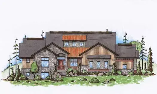 Mountain Rustic house plans 53-196 - front exterior, 2,648 sq ft, 3 bed, 3 bath house plans | Monster House Plans