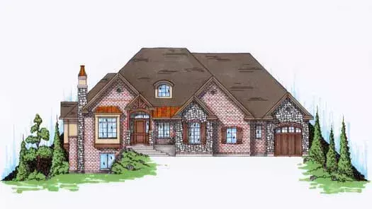 European house plans 53-197 - front exterior, 2,681 sq ft, 3 bed, 2 bath house plans | Monster House Plans
