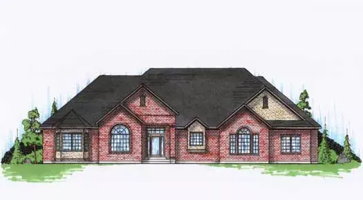 European house plans 53-199 - front exterior, 2,735 sq ft, 3 bed, 2 bath house plans | Monster House Plans
