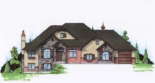 European house plans 53-202 - front exterior, 2,759 sq ft, 3 bed, 2 bath house plans | Monster House Plans