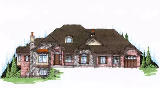 European house plans 53-203 - front exterior, 2,783 sq ft, 2 bed, 2 bath house plans | Monster House Plans