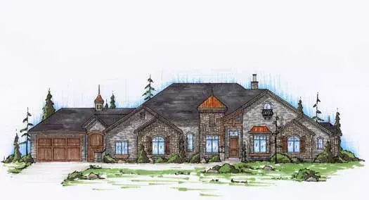 European house plans 53-209 - front exterior, 2,878 sq ft, 3 bed, 2 bath house plans | Monster House Plans