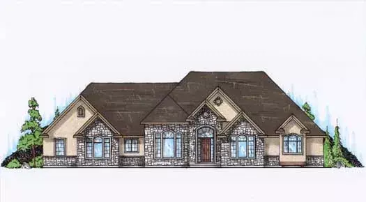 Traditional house plans 53-211 - front exterior, 2,891 sq ft, 1 bed, 1 bath house plans | Monster House Plans