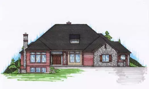 Traditional house plans 53-213 - front exterior, 2,936 sq ft, 1 bed, 1 bath house plans | Monster House Plans