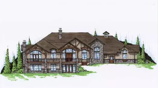 Mountain Rustic house plans 53-223 - front exterior, 3,117 sq ft, 2 bed, 3 bath house plans | Monster House Plans