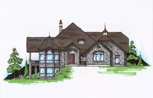 European house plans 53-230 - front exterior, 3,449 sq ft, 2 bed, 2 bath house plans | Monster House Plans