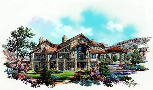 Mountain Rustic house plans 53-235 - front exterior, 4,179 sq ft, 2 bed, 2 bath house plans | Monster House Plans