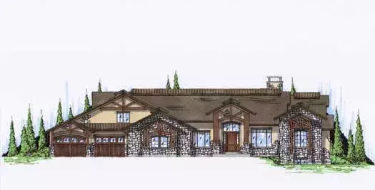 Mountain Rustic house plans 53-236 - front exterior, 4,356 sq ft, 3 bed, 2 bath house plans | Monster House Plans