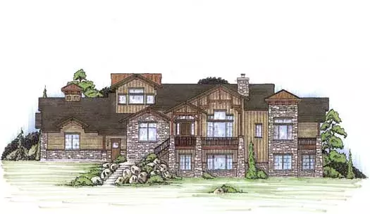 Mountain Rustic house plans 53-242 - front exterior, 2,335 sq ft, 2 bed, 2 bath house plans | Monster House Plans