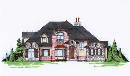 European house plans 53-243 - front exterior, 2,434 sq ft, 3 bed, 2 bath house plans | Monster House Plans