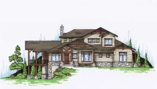Mountain Rustic house plans 53-247 - front exterior, 2,640 sq ft, 2 bed, 2 bath house plans | Monster House Plans
