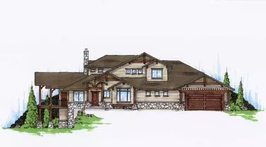 Mountain Rustic house plans 53-248 - front exterior, 2,673 sq ft, 2 bed, 2 bath house plans | Monster House Plans