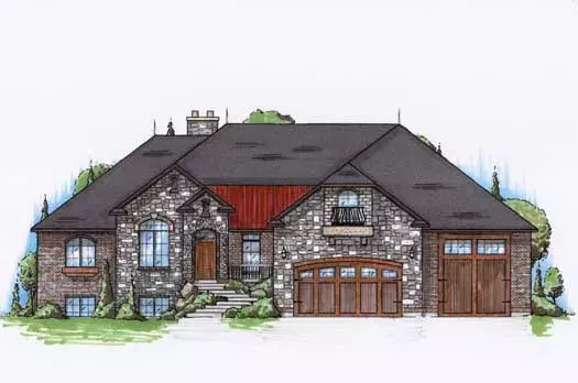 European house plans 53-251 - front exterior, 2,336 sq ft, 2 bed, 2 bath house plans | Monster House Plans