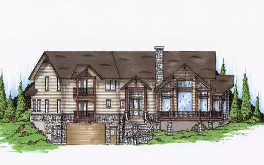 Mountain Rustic house plans 53-256 - front exterior, 2,853 sq ft, 4 bed, 3 bath house plans | Monster House Plans