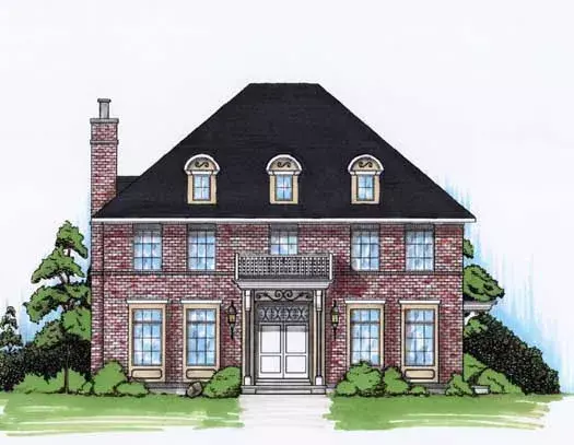 Early American house plans 53-260 - front exterior, 2,943 sq ft, 4 bed, 2 bath house plans | Monster House Plans