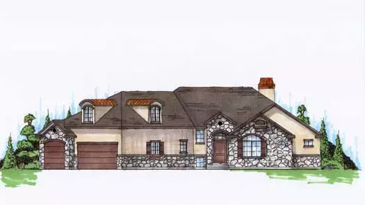 Traditional house plans 53-271 - front exterior, 2,560 sq ft, 2 bed, 2 bath house plans | Monster House Plans