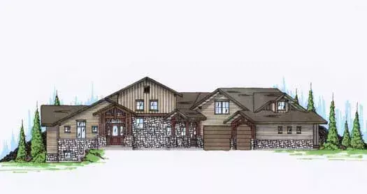 Mountain Rustic house plans 53-274 - front exterior, 3,375 sq ft, 3 bed, 3 bath house plans | Monster House Plans