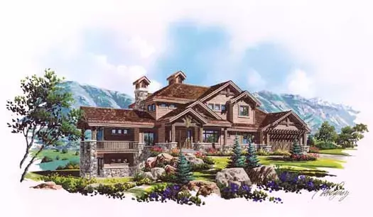Mountain Rustic house plans 53-277 - front exterior, 3,458 sq ft, 4 bed, 3 bath house plans | Monster House Plans