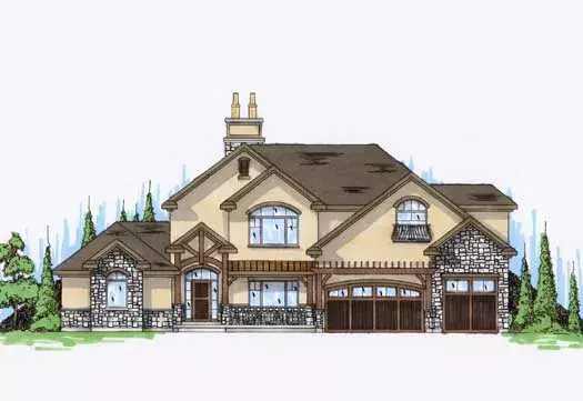 Mountain Rustic house plans 53-278 - front exterior, 3,614 sq ft, 4 bed, 2 bath house plans | Monster House Plans