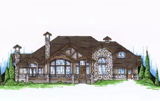 Mountain Rustic house plans 53-281 - front exterior, 3,592 sq ft, 4 bed, 3 bath house plans | Monster House Plans