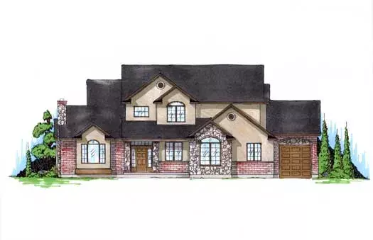 Traditional house plans 53-282 - front exterior, 3,608 sq ft, 4 bed, 3 bath house plans | Monster House Plans