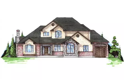 Traditional house plans 53-283 - front exterior, 3,608 sq ft, 4 bed, 3 bath house plans | Monster House Plans