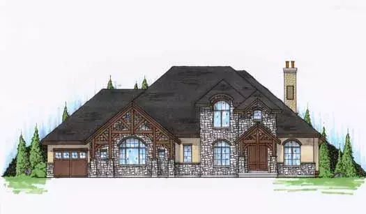 Mountain Rustic house plans 53-284 - front exterior, 3,616 sq ft, 4 bed, 3 bath house plans | Monster House Plans