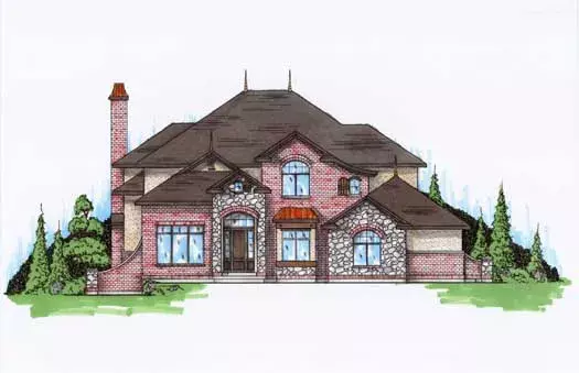 Traditional house plans 53-285 - front exterior, 3,628 sq ft, 4 bed, 4 bath house plans | Monster House Plans