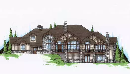 Mountain Rustic house plans 53-293 - front exterior, 3,761 sq ft, 2 bed, 2 bath house plans | Monster House Plans