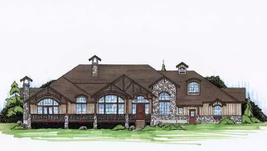 Mountain Rustic house plans 53-296 - front exterior, 3,817 sq ft, 5 bed, 4 bath house plans | Monster House Plans