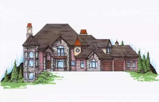 European house plans 53-299 - front exterior, 3,912 sq ft, 4 bed, 3 bath house plans | Monster House Plans