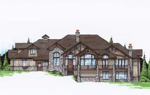 Mountain Rustic house plans 53-300 - front exterior, 3,976 sq ft, 2 bed, 2 bath house plans | Monster House Plans
